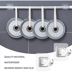No Drill Curtain Rod Holders, Set of 8, Self-Adhesive Hooks