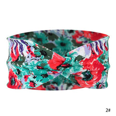 Flower Printed Headband Yoga Sweat Absorption Hairband