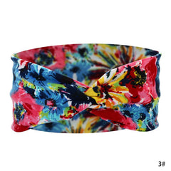 Flower Printed Headband Yoga Sweat Absorption Hairband