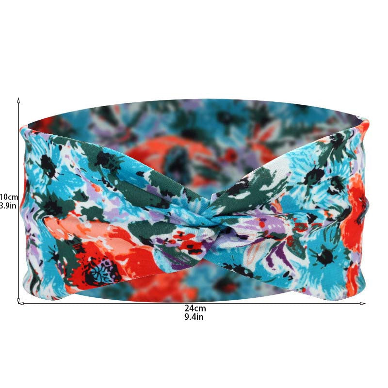 Flower Printed Headband Yoga Sweat Absorption Hairband