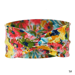Flower Printed Headband Yoga Sweat Absorption Hairband