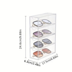 Clear Eyeglasses Storage Box Acrylic Glasses Storage Rack Dustproof Organizer