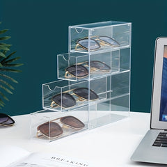 Clear Eyeglasses Storage Box Acrylic Glasses Storage Rack Dustproof Organizer