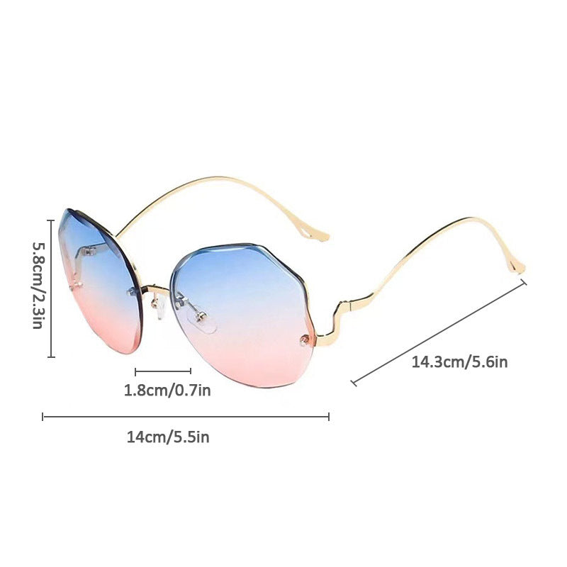 Round Rimless Sunglasses Gradient Glasses UV400