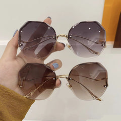 Round Rimless Sunglasses Gradient Glasses UV400