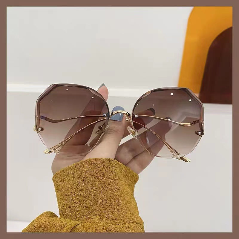 Round Rimless Sunglasses Gradient Glasses UV400