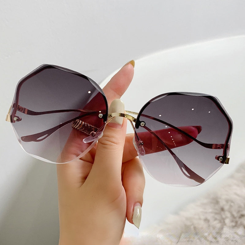 Round Rimless Sunglasses Gradient Glasses UV400