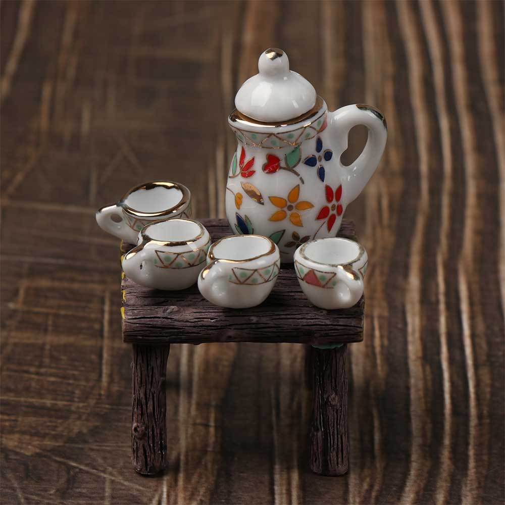15pcs Mini Ceramic Tea Set 1 12 Flower Pattern Kitchen Porcelain Set