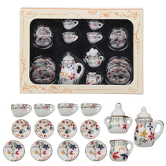 15pcs Mini Ceramic Tea Set 1 12 Flower Pattern Kitchen Porcelain Set