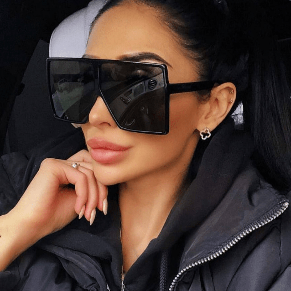 Y2K Oversized Square Sunglasses Mirror Lens UV400