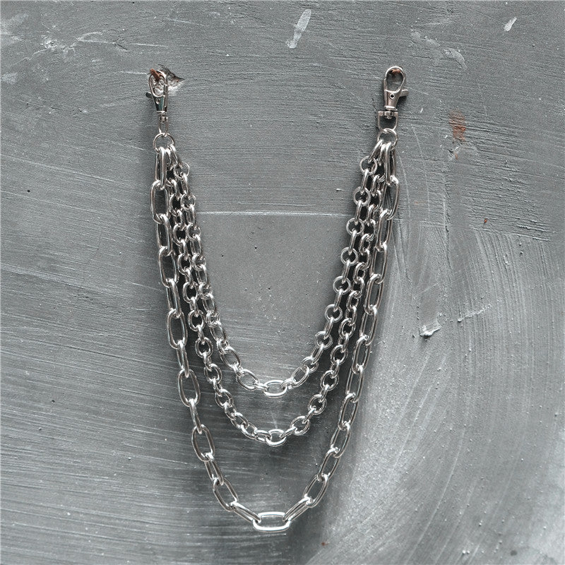 3 Layer Stainless Steel Men's Hip Hop Punk Pant Chain Keyring