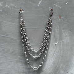 3 Layer Stainless Steel Men's Hip Hop Punk Pant Chain Keyring