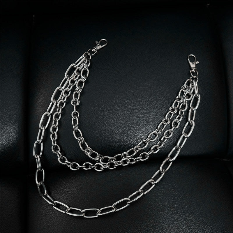 3 Layer Stainless Steel Men's Hip Hop Punk Pant Chain Keyring