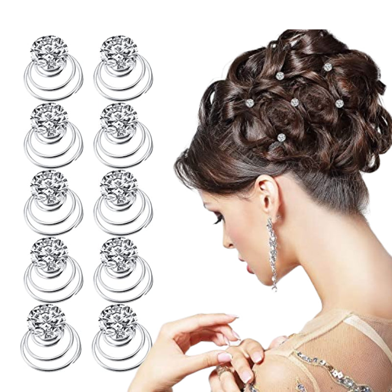 12pcs Rhinestone Spiral Hair Clip for Wedding Bridal Prom Party