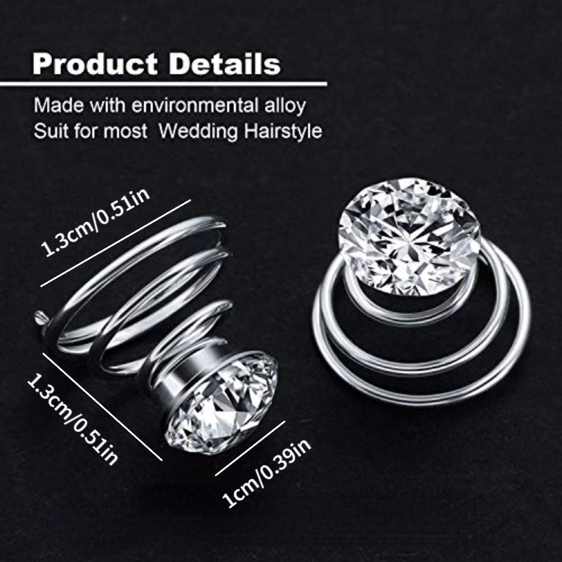 12pcs Rhinestone Spiral Hair Clip for Wedding Bridal Prom Party
