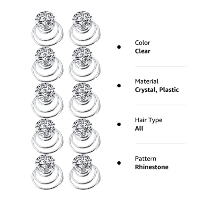 12pcs Rhinestone Spiral Hair Clip for Wedding Bridal Prom Party