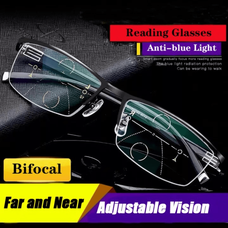 Smart Zoom Reading Glasses Anti See Far/Near + Case