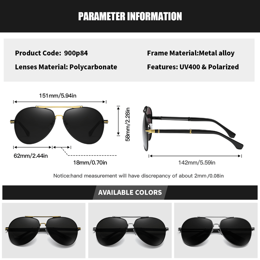 RoyalHot Men's Polarized Oval Sunglasses Business Eyewear