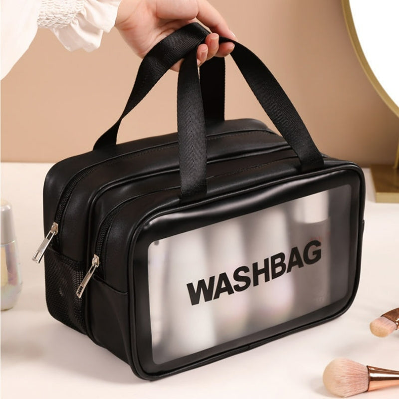 Frosted Texture Wet Dry Cosmetic Bag with Zipper