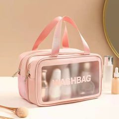 Frosted Texture Wet Dry Cosmetic Bag with Zipper