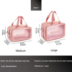 Frosted Texture Wet Dry Cosmetic Bag with Zipper
