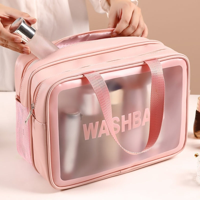 Frosted Texture Wet Dry Cosmetic Bag with Zipper