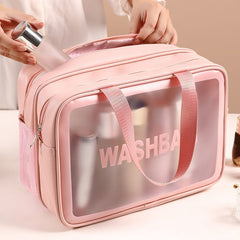 Frosted Texture Wet Dry Cosmetic Bag with Zipper