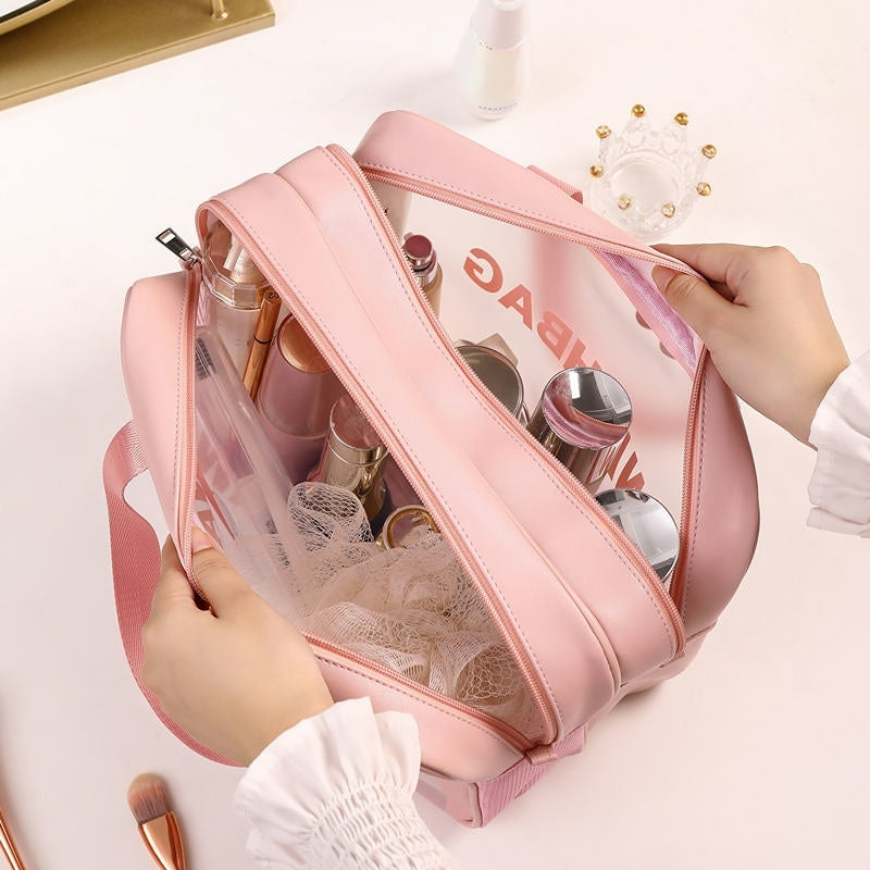 Frosted Texture Wet Dry Cosmetic Bag with Zipper
