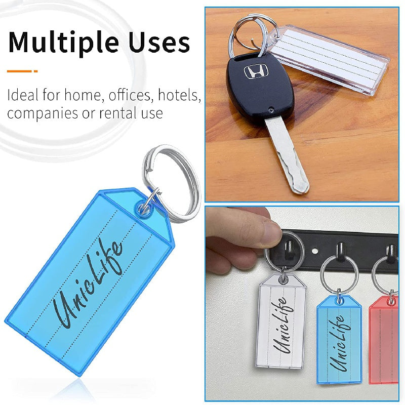 20pcs Plastic Keychain Key Tags Split Ring DIY Numbered Name B