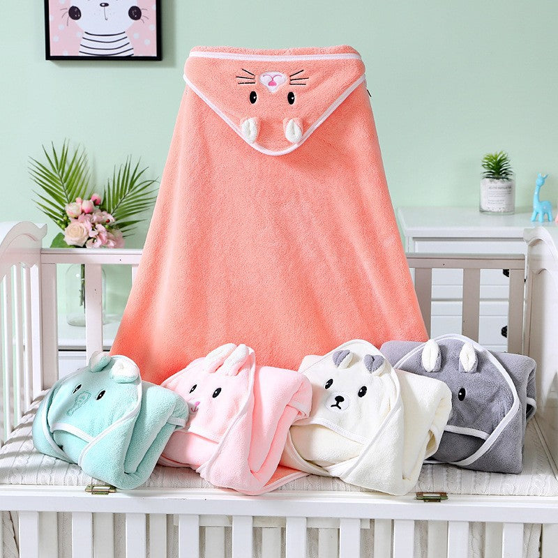 Baby Hooded Bath Towel Coral Fleece Newborn Blanket