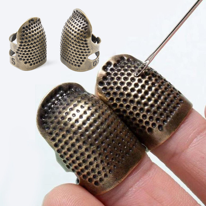 2pcs Retro Sewing Thimble Finger Ring Cover DIY Needle Protection Craft Tool