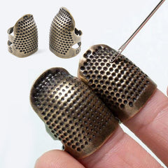 2pcs Retro Sewing Thimble Finger Ring Cover DIY Needle Protection Craft Tool