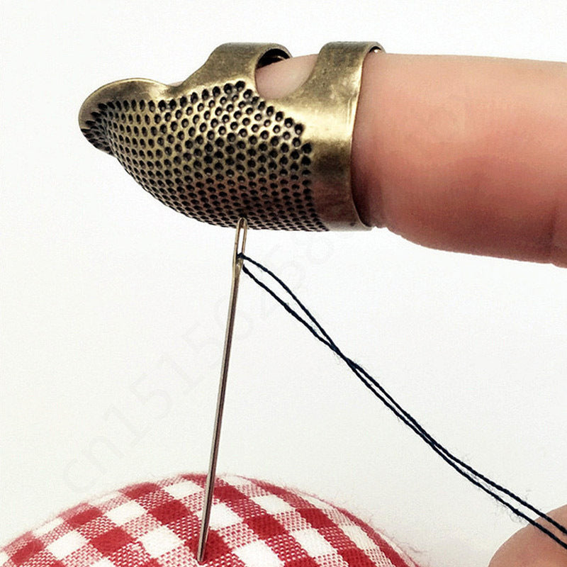 2pcs Retro Sewing Thimble Finger Ring Cover DIY Needle Protection Craft Tool