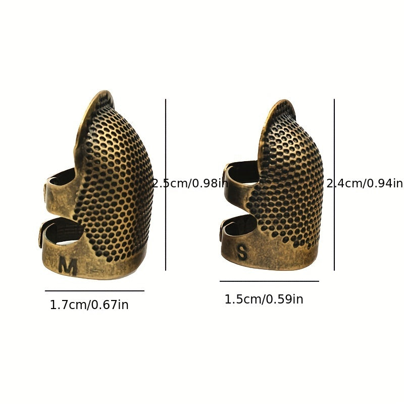 2pcs Retro Sewing Thimble Finger Ring Cover DIY Needle Protection Craft Tool
