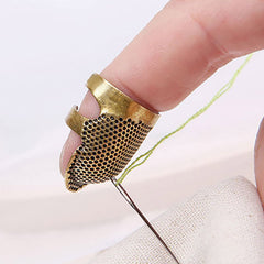 2pcs Retro Sewing Thimble Finger Ring Cover DIY Needle Protection Craft Tool