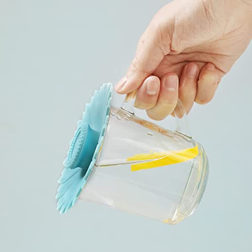 3pcs Sunflower Silicone Cup Lids Airtight Dust Proof Glass Lid