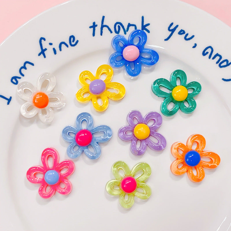 10pcs Hollow Flower Resin Accessories for DIY Phone Case Hair Access