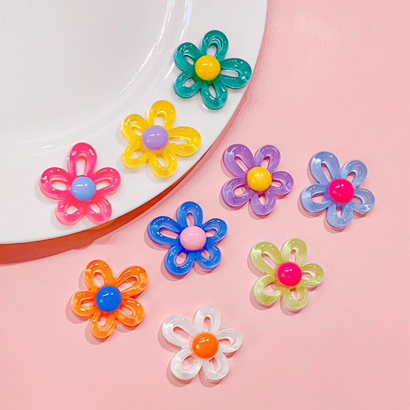 10pcs Hollow Flower Resin Accessories for DIY Phone Case Hair Access