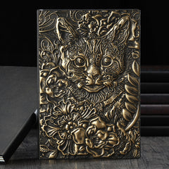 A5 3D Cat Head Notebook Hardcover Embossed Retro Notepad 100 Sheets