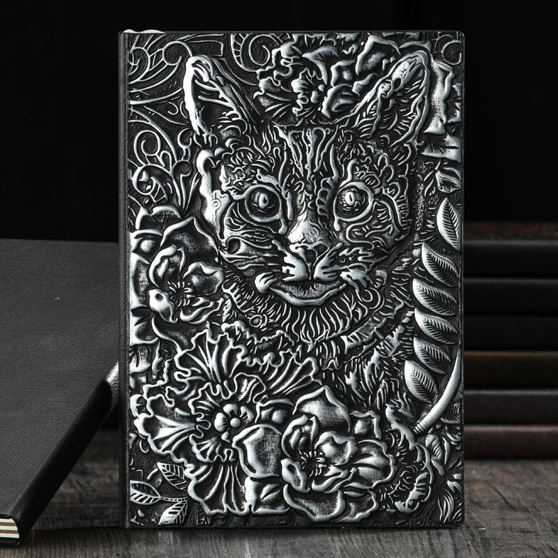 A5 3D Cat Head Notebook Hardcover Embossed Retro Notepad 100 Sheets
