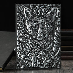 A5 3D Cat Head Notebook Hardcover Embossed Retro Notepad 100 Sheets