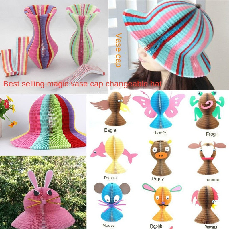 Packable Colorful Flower Vase Hat for Women