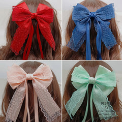 Lace Bow Hair Clips Scarf Barrette Non Slip Hair Decoration Costume Accessory
