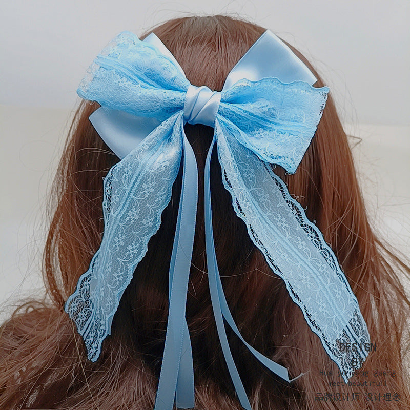 Lace Bow Hair Clips Scarf Barrette Non Slip Hair Decoration Costume Accessory