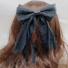 Lace Bow Hair Clips Scarf Barrette Non Slip Hair Decoration Costume Accessory