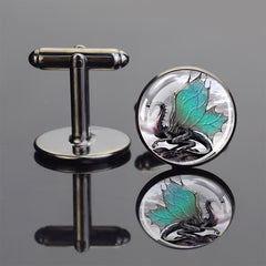 Starry Sky Dragon Men's Cufflinks, Metal Silver