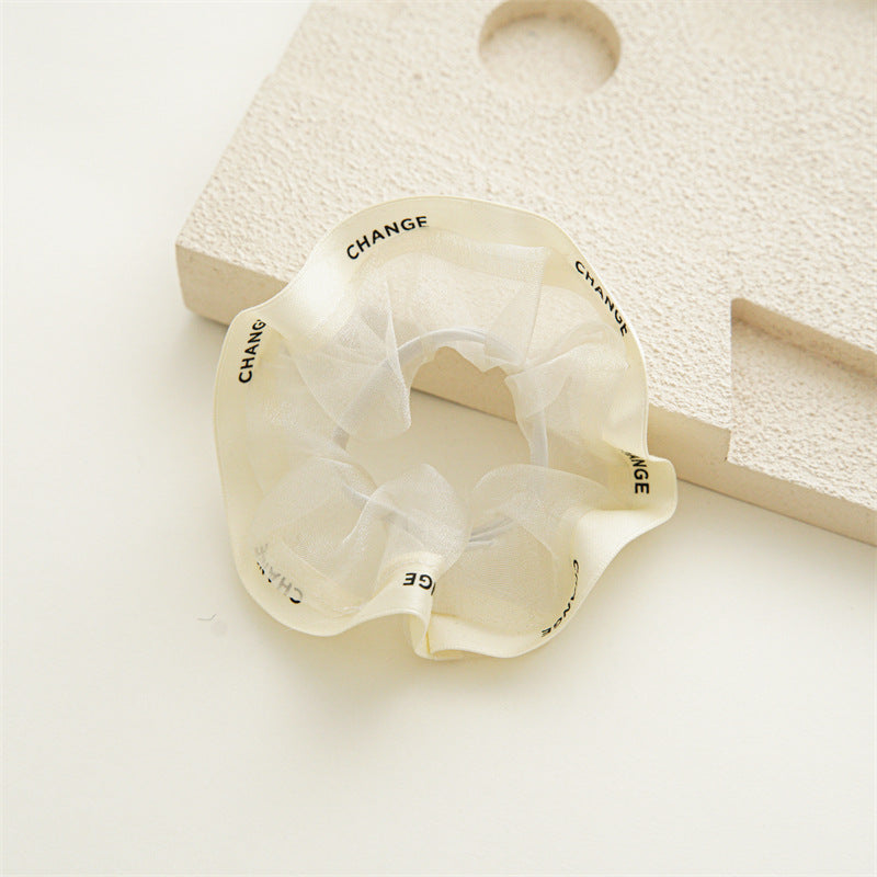 4pcs Organza Scunchies Contrast Trim Hair Tie Hair Rope Elastic Ponytail Holder