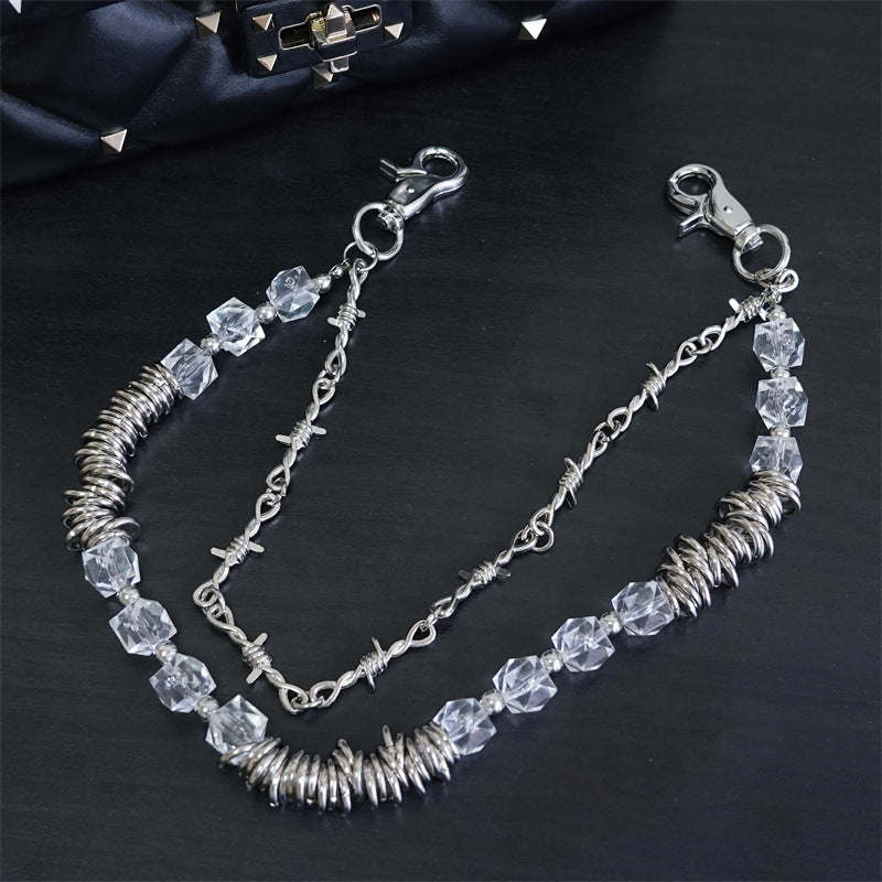 Retro Thorns Special Shaped Pearl Bag Chain Punk Double Trouser Chain