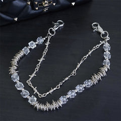 Retro Thorns Special Shaped Pearl Bag Chain Punk Double Trouser Chain