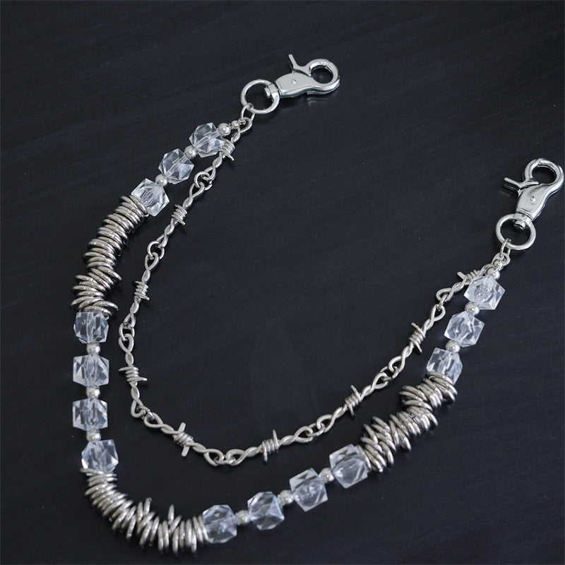 Retro Thorns Special Shaped Pearl Bag Chain Punk Double Trouser Chain